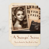 Party Era Swinging'Soiree Teenagers Party der 1930 Einladung (Vorne/Hinten)