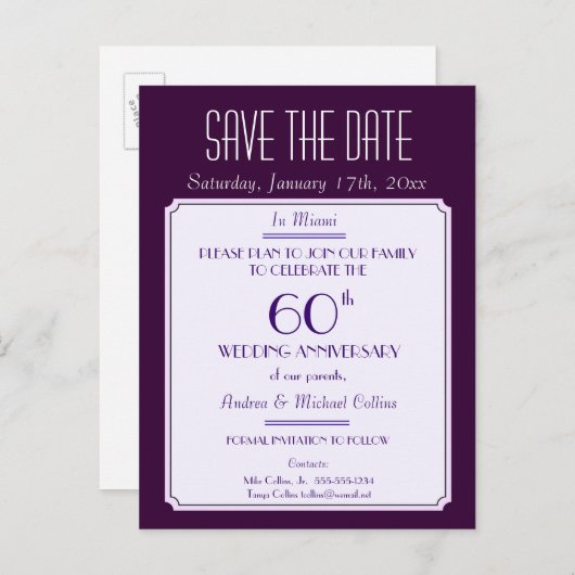 Party, Ereignis oder Wiedersehen Save the Date in Ankündigungspostkarte (Vorne/Hinten)