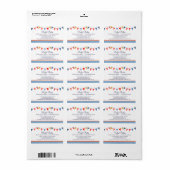 Party-Ereignisse rotes blaues Rücksendezeichen Adressaufkleber (Vorne)