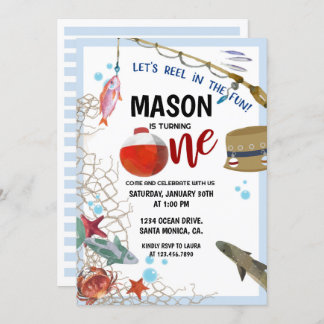 Party, erster Geburtstag, FISCHEREIEINLAGE Einladung