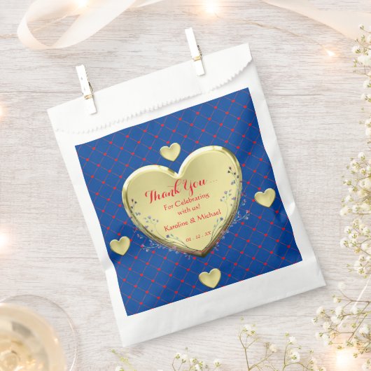 Party Event Blue Wedding Hearts Geschenktütchen (Ausgeschnitten)