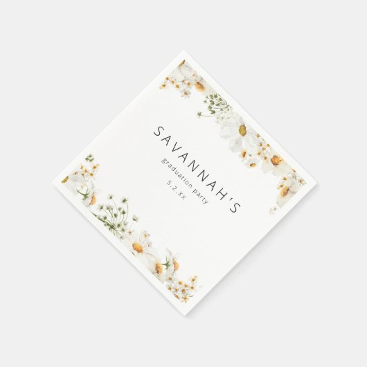 Party Event Daisy Floral Name oder Monogram Napkin Serviette (Ecke)