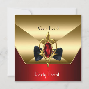 Party-Event Schwarz Binder Rot Gold Diamant Schmuc Einladung