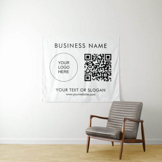 Party Event Seminar Logo Text QR Code Hintergrund Wandteppich (Beispiel (Horizontal))