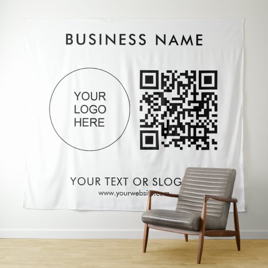 Party Event Seminar Logo Text QR Code Hintergrund Wandteppich (Beispiel (Horizontal))