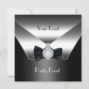 Party-Event Silber Schwarz Schleife Diamant Schmuc Einladung