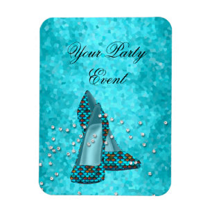 Party-Event Türkisblaue Glitter-Schuhe Magnet