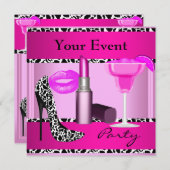 Party-Event zeigt rosa Lipstick Einladung (Vorne/Hinten)