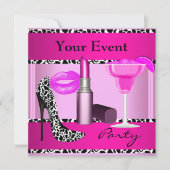 Party-Event zeigt rosa Lipstick Einladung (Vorderseite)