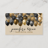 Party Eventplaner Beige Gold Sprinkballon Visitenkarte (Vorderseite)