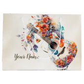 Party Farbenfrohe Blume Gitarrenmusikinstrument Große Geschenktüte (Rückseite)