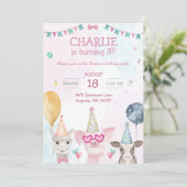 Party Farm Animals Birthday Whimsy Einladung (Stehend Vorderseite)