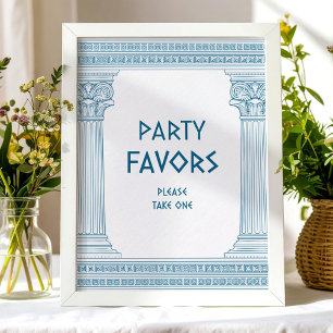 Party Favors Schild mit griechischem Tempel in Bla