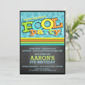 Party-Feier am Pool Einladung (Stehend Vorderseite)