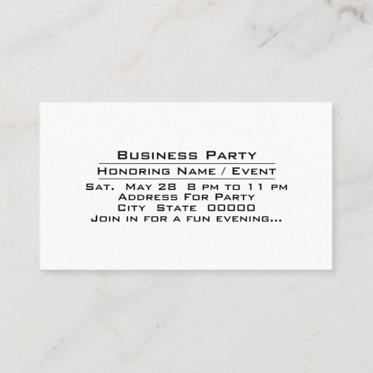 Party-Feier Einladung Ankündigung (Rückseite)