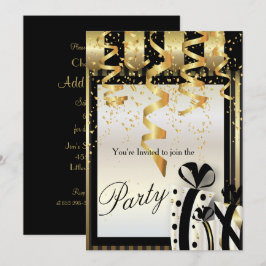 Party-Feier Einladung in Gold und Schwarz