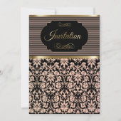 Party Feier Einladung in Rose, Schwarz & Gold (Vorderseite)