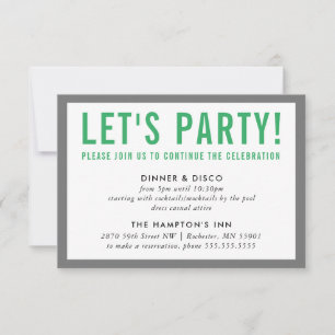 PARTY FEIER INFO modern fett Junge grau grün Einladung