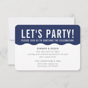 PARTY FEIER INFO modern fett Welle marineblau Einladung