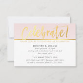 PARTY FEIERKARTE Blassrosa Imitate Gold Einladung (Vorderseite)