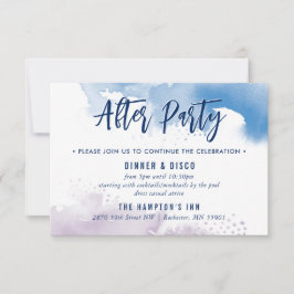 PARTY FEIERKARTE niedlich blaue lila Aquarellfarbe RSVP Karte