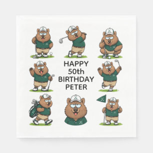 Party feiernde Golf spielende Wombats Serviette