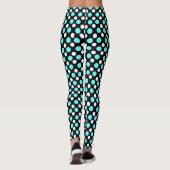 Party Festive Aqua/Weiße Polka Punkte auf schwarz Leggings (Rückseite)