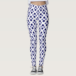 Party Festlich blaue Polka Punkte auf weiß Leggings