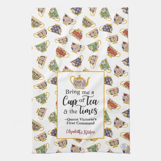 Party Fine Art Teacup Muster Queen Victoria Tee Geschirrtuch (Vertikal)