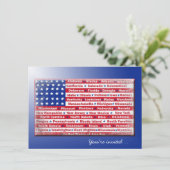 Party Flag 4. Juli Einladung (Stehend Vorderseite)