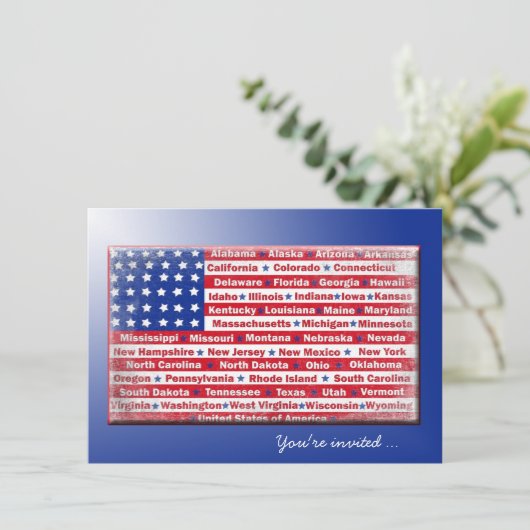 Party Flag 4. Juli Einladung (Stehend Vorderseite)