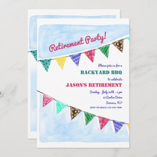 Party Flags Einladung (Vorne/Hinten)