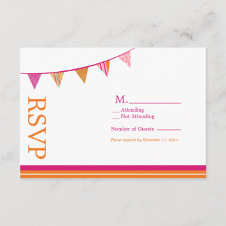 Party Flags RSVP Card - Rosa & orange