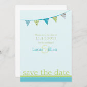 Party Flags Save the Date - Blau und Grün (Vorne/Hinten)