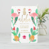 Party flamingo luau einladung (Stehend Vorderseite)