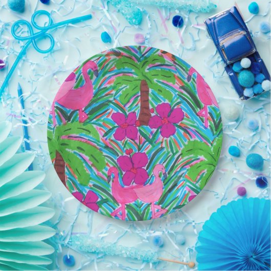 Party Flamingos und Palmen Pappteller (Party)