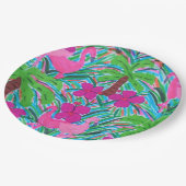 Party Flamingos und Palmen Pappteller (Schrägansicht)