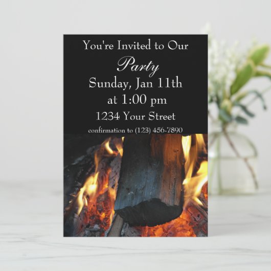 Party Flammenladen Einladung (Stehend Vorderseite)