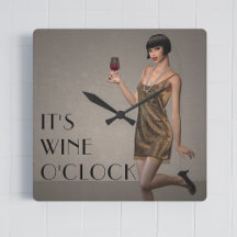Party Flapper Girl It's Wine O'Clock Wall Clock