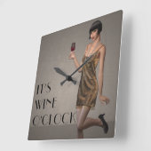 Party Flapper Girl It's Wine O'Clock Wall Clock Quadratische Wanduhr (Winkel)