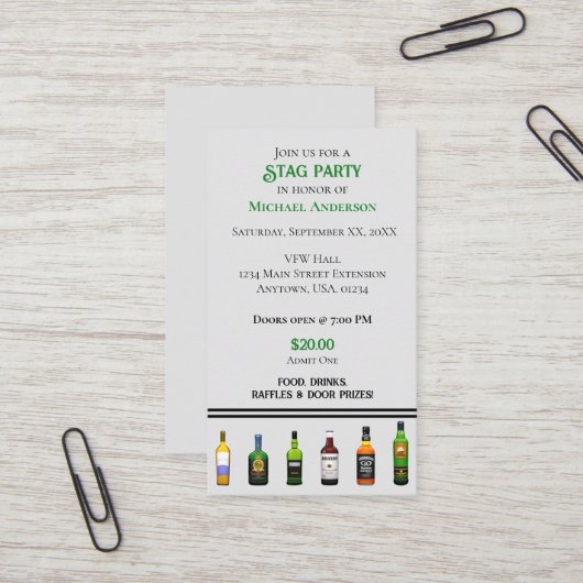 Party Flasche Einladung (Vorderseite/Rückseite Beispiel)