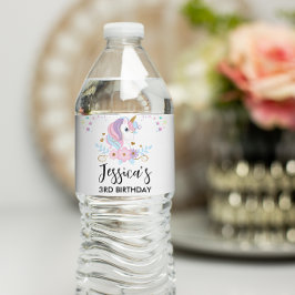Party-Flasche mit Unicorn Wasserflaschenetikett