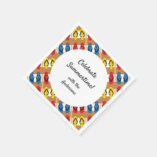 Party "Flop Primary Stripe" Personalisiert Summer Serviette (Ecke)