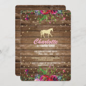 Party Floral Einladung Pony Rustikale Einladung (Vorne/Hinten)