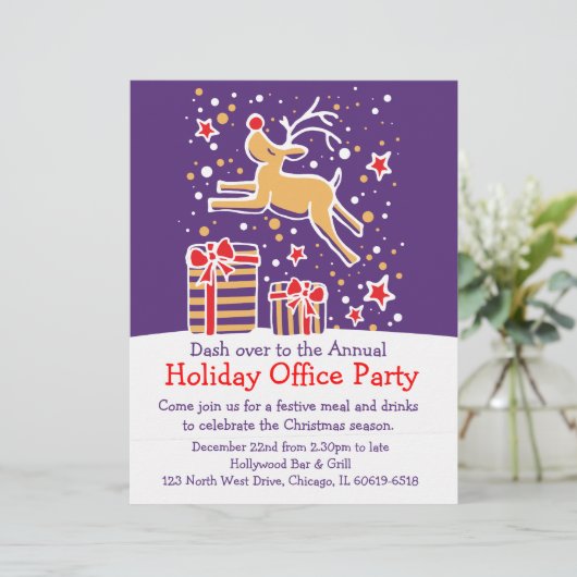 Party-Flyer für Rentiere, hell Briefbogen (Stehend Vorderseite)