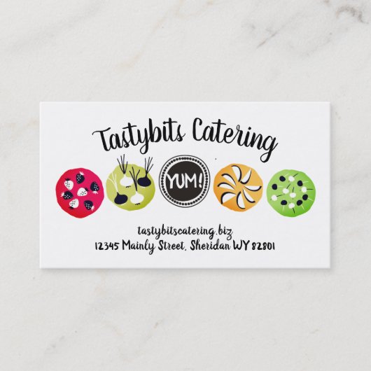 Party food appetizers chef catering business card visitenkarte (Vorderseite)