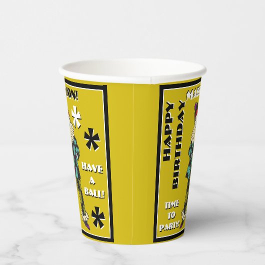 Party-Fool in Farbe (Personalisiert) Pappbecher (Rechts)