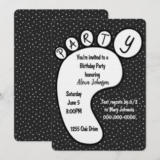 Party Footprint auf Polka Dots Einladung