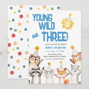 Party Forest Animals Party hat 3. Geburtstag Einladung