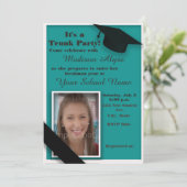 Party-Foto für aquamarine Uni Einladung (Stehend Vorderseite)